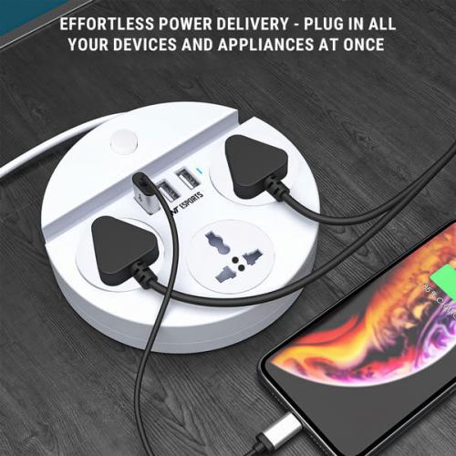 Ant Esports PS330 Power Strip with USB Ports (White)