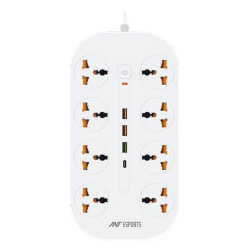 Ant Esports PS831 Power Strip with USB Ports (White)