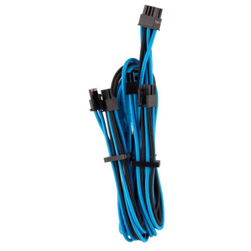 Corsair Premium Individually Sleeved PCIe Cable Dual-Pin Connector (Blue-Black)