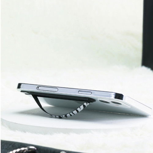 SleekStrip Phone Stand and Grip - Matte Black Base With Zebra Strip