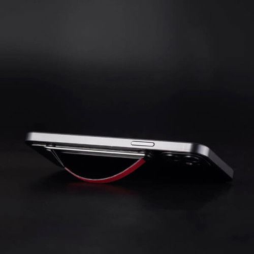 SleekStrip Phone Stand and Grip - Matte Black Base with Burgundy Red Strip