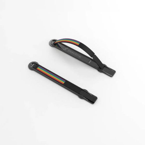 SleekStrip Phone Stand and Grip - Gunmetal Base with Rainbow Strip