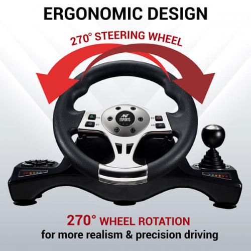 Ant Esports GW190 Racing Wheel and Pedal Set (Black)