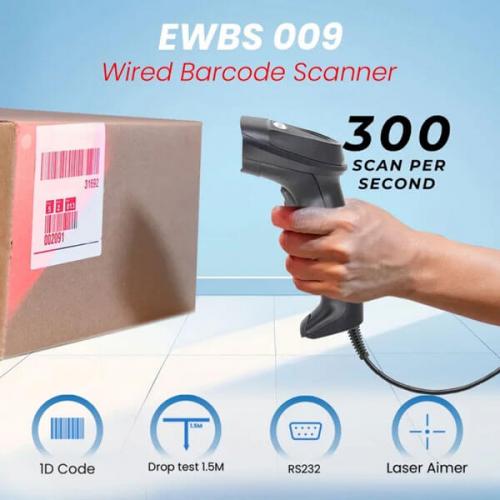 EVM EWBS-009 1D Wired Barcode Scanner (Black)