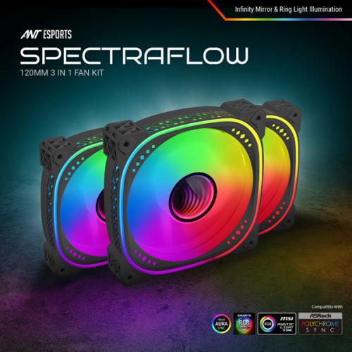 Ant Esports Spectraflow ARGB Black Cabinet Fan (Triple Pack)