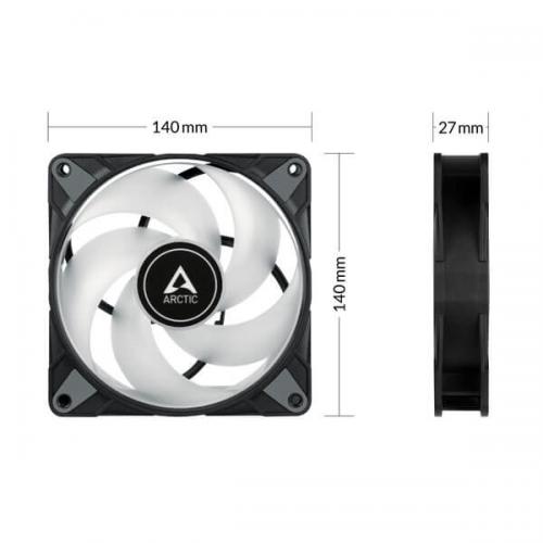 Arctic P14 PWM PST ARGB Black Cabinet Fan (Single Pack)