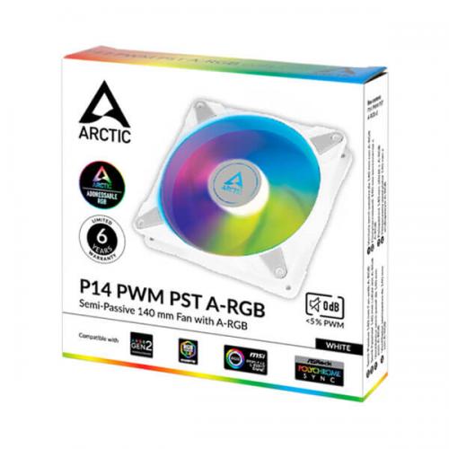 Arctic P14 PWM PST ARGB White Cabinet Fan (Single Pack)