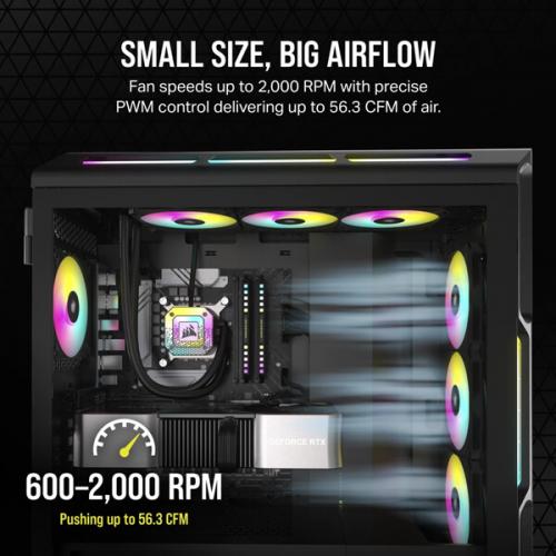 Corsair iCUE AF120 RGB SLIM 120mm Cabinet Fan – Black (Twin Pack)