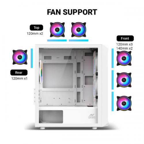 Ant Esports 205 Mini 6F ARGB (M-ATX) Mini Tower Cabinet (White)