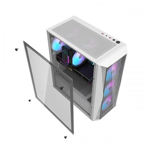 Ant Esports 220 Air Auto RGB (ATX) Mid Tower Cabinet (White)