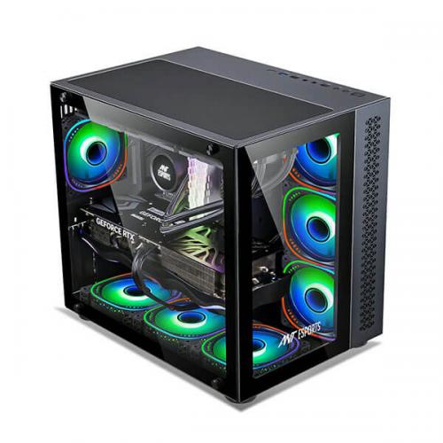 Ant Esports Crystal ARGB (E-ATX) Mid Tower Cabinet (Black)