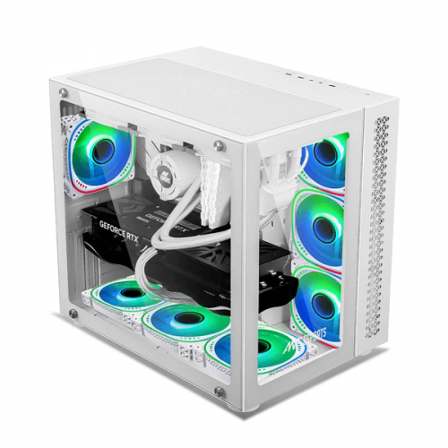 Ant Esports Crystal ARGB (E-ATX) Mid Tower Cabinet (White)