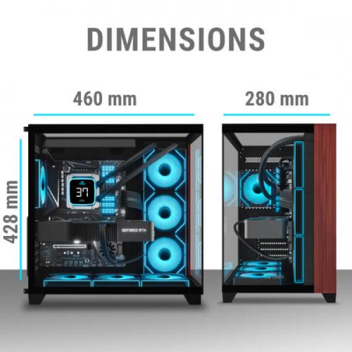 Ant Esports Crystal Wood ARGB (ATX) Mid Tower Cabinet (Black)