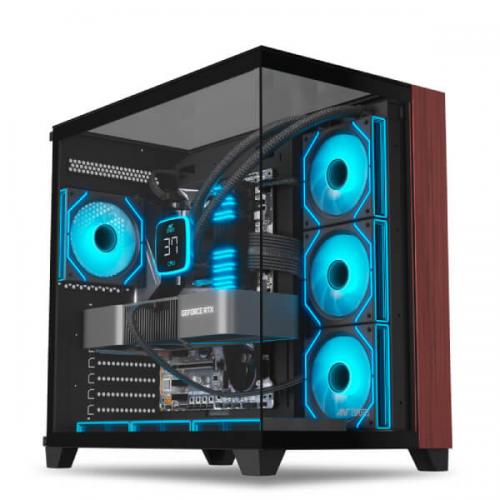 Ant Esports Crystal Wood ARGB (ATX) Mid Tower Cabinet (Black)