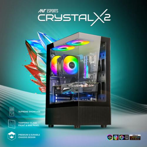 Ant Esports Crystal X2 ARGB (ATX) Mid Tower Cabinet (Black)