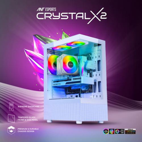 Ant Esports Crystal X2 ARGB (ATX) Mid Tower Cabinet (White)