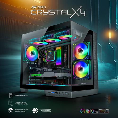 Ant Esports Crystal X4 ARGB (ATX) Mid Tower Cabinet (Grey)