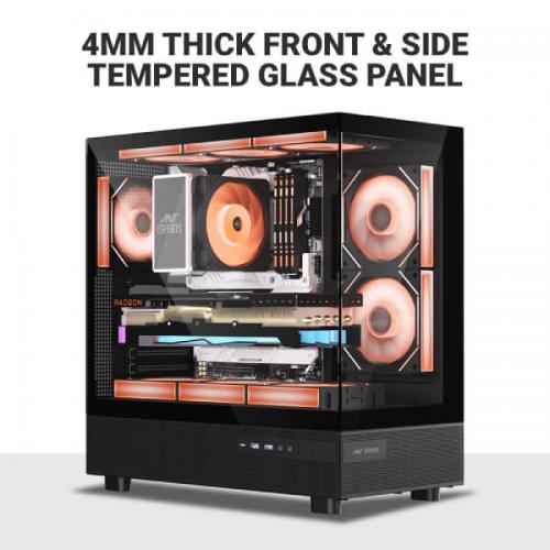 Ant Esports Crystal X6 ARGB (ATX) Mid Tower Cabinet (Black)