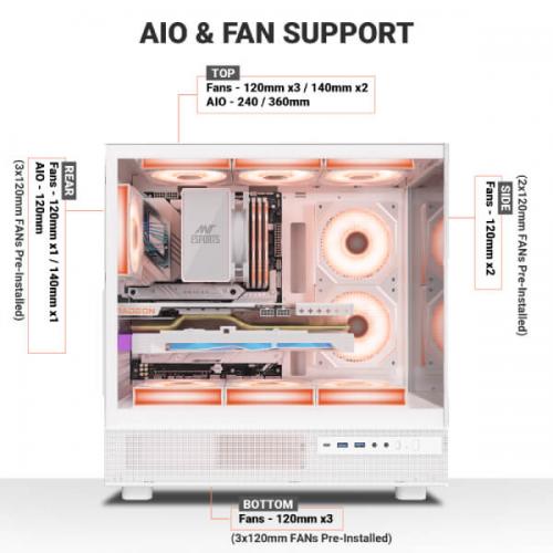 Ant Esports Crystal X6 ARGB White ATX Mid Tower Case