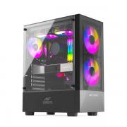 Ant Esports ICE-100 Auto RGB (ATX) Mid Tower Cabinet With 3 Pre-Installed Fan (Black)