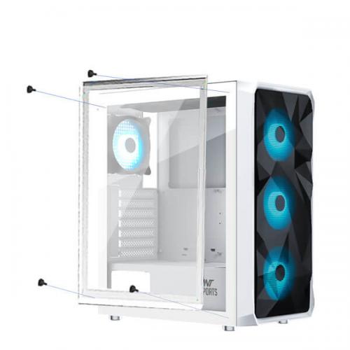 Ant Esports ICE-112 Auto RGB (ATX) Mid Tower Cabinet (White)