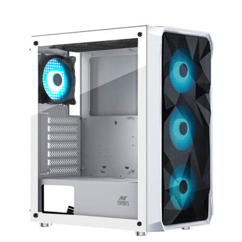 Ant Esports ICE-112 Auto RGB (ATX) Mid Tower Cabinet (White)