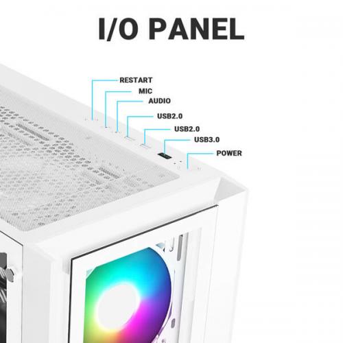 Ant Esports ICE-170TG (ATX) Mid Tower Cabinet (White)