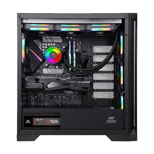 Ant Esports ICE-590TG ARGB (E-ATX) Mid Tower Cabinet (Black)