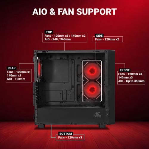 Ant Esports ICE Digital C3 ARGB (ATX) Mid Tower Cabinet (Black)