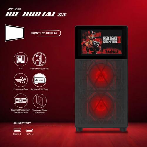 Ant Esports ICE Digital C3 ARGB (ATX) Mid Tower Cabinet (Black)