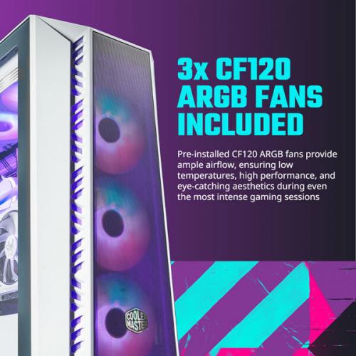 Cooler Master MasterBox 520 Mesh ARGB (E-ATX) Mid Tower Cabinet (White)