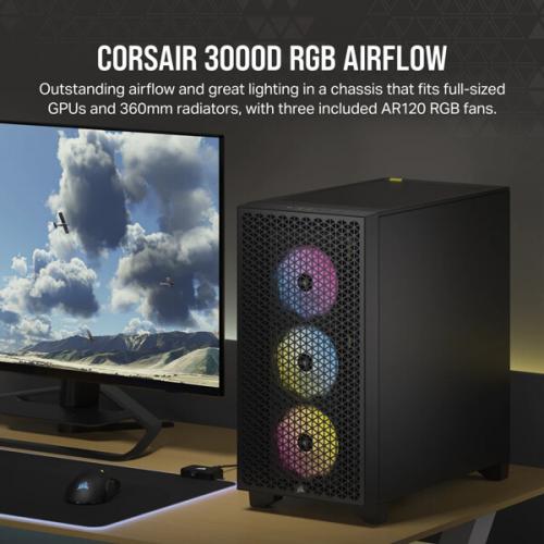 Corsair 3000D RGB Airflow Mid-Tower (ATX) Cabinet (Black)