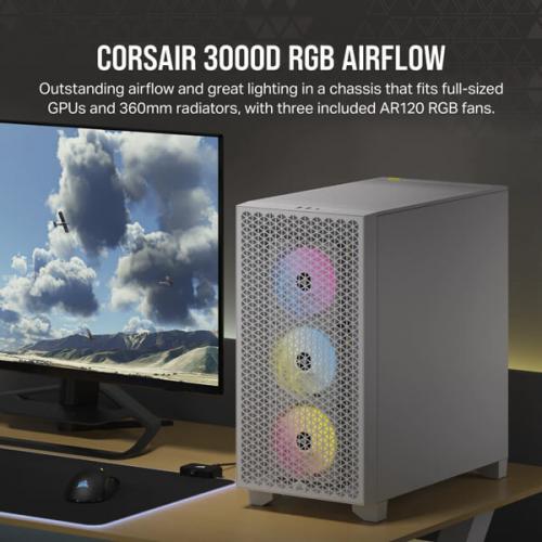 Corsair 3000D RGB Airflow Mid-Tower (ATX) Cabinet (White)