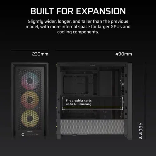 CORSAIR Frame 4000D RS ARGB E-ATX Mid Tower Case