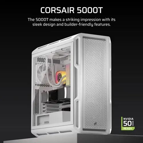 CORSAIR 5000T E-ATX Mid Tower White Case