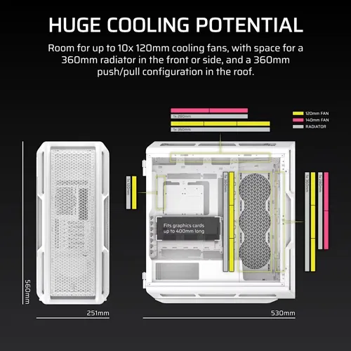 CORSAIR 5000T E-ATX Mid Tower White Case