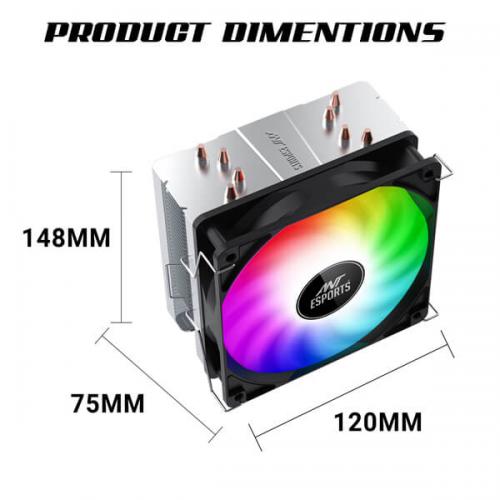 Ant Esports ICE-C400 120mm CPU Air Cooler with Rainbow LED (Black)