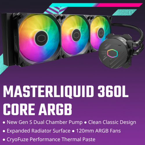 Cooler Master MasterLiquid 360L Core 360mm ARGB CPU Liquid Cooler