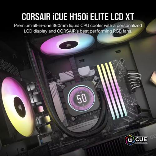 Corsair iCUE H150i Elite LCD XT Display 360mm RGB CPU Liquid Cooler (Black)