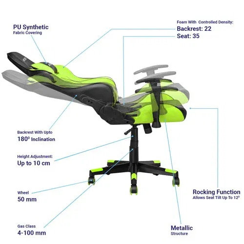 Ant Esports 9077 Ergonomic Black and Green Gaming Chair