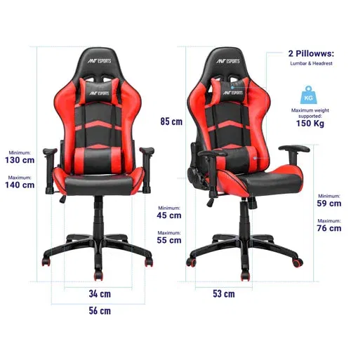 Ant Esports 9077 Ergonomic Black and Red Gaming Chair