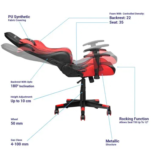 Ant Esports 9077 Ergonomic Black and Red Gaming Chair