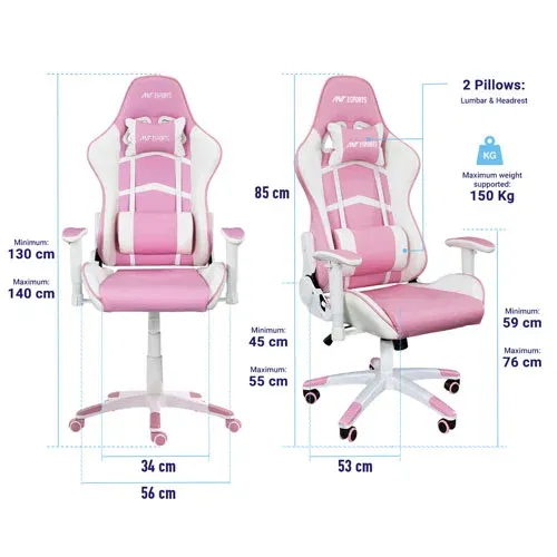 Ant Esports 9077 Ergonomic White and Pink Gaming Chair