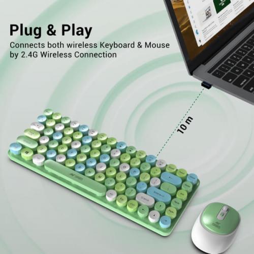 Ant Esports WKM33 Wireless Keyboard and Mouse Combo (Apple Green)