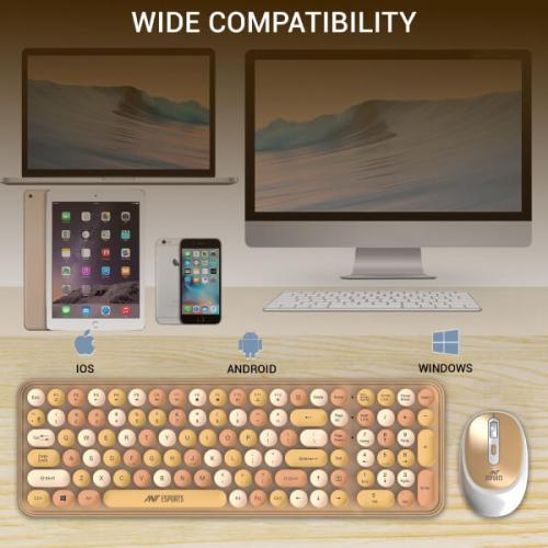 Ant Esports WKM44 Wireless Keyboard and Mouse Combo (Brown)