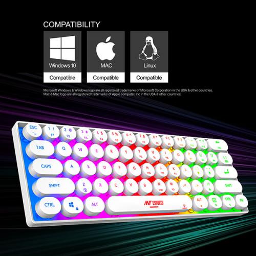 Ant Esports MK1500 Mini Retro Wireless Gaming Keyboard Membrane Switches