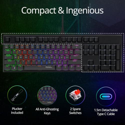 Coconut K21 Virgo Mini Mechanical Gaming Keyboard with Outemu Red Switches