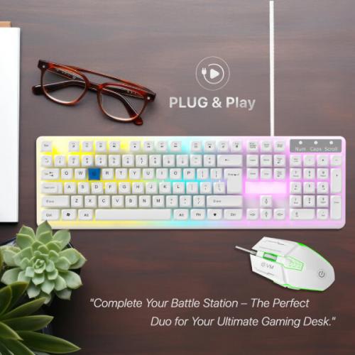 EVM EnHawk 7B23 Gaming Keyboard and Mouse Combo (White)