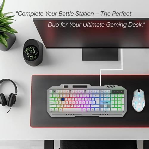 EVM EnClaw 9027 Gaming Keyboard and Mouse Combo (White)