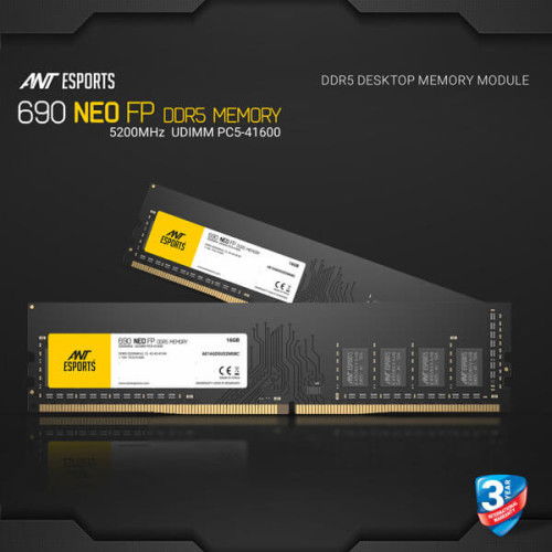 Ant Esports 690 Neo FP 16GB (16GBx1) DDR5 5200MHz Desktop Ram